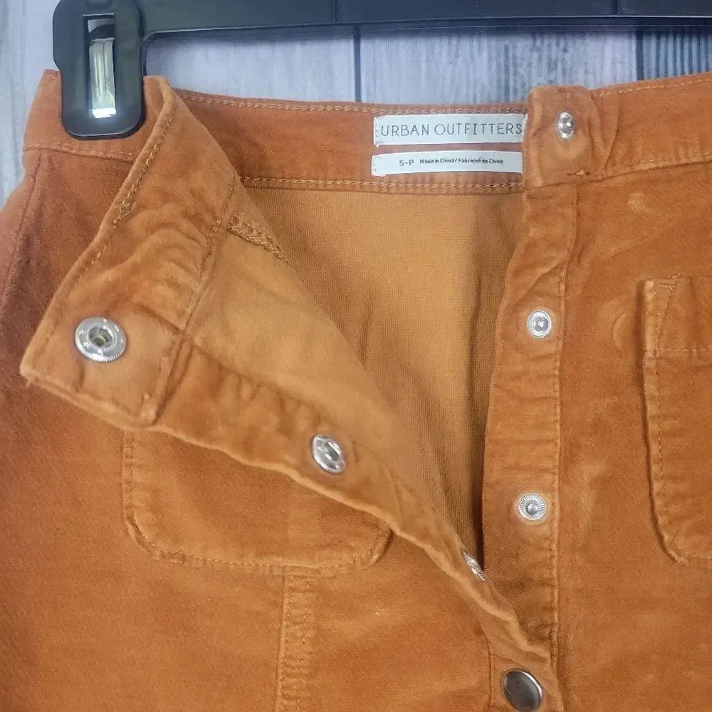 Urban Outfitters Button-Front Orange Soft Denim Skirt Size Small